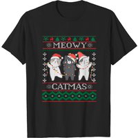 Christmas Cat Matching Meowy Catmas T-Shirt for Men