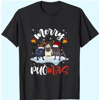 T-shirt de Noël Merry Pugmas avec Santa, Renne, Elfe et Pug pour hommes — T-shirts pour hommes