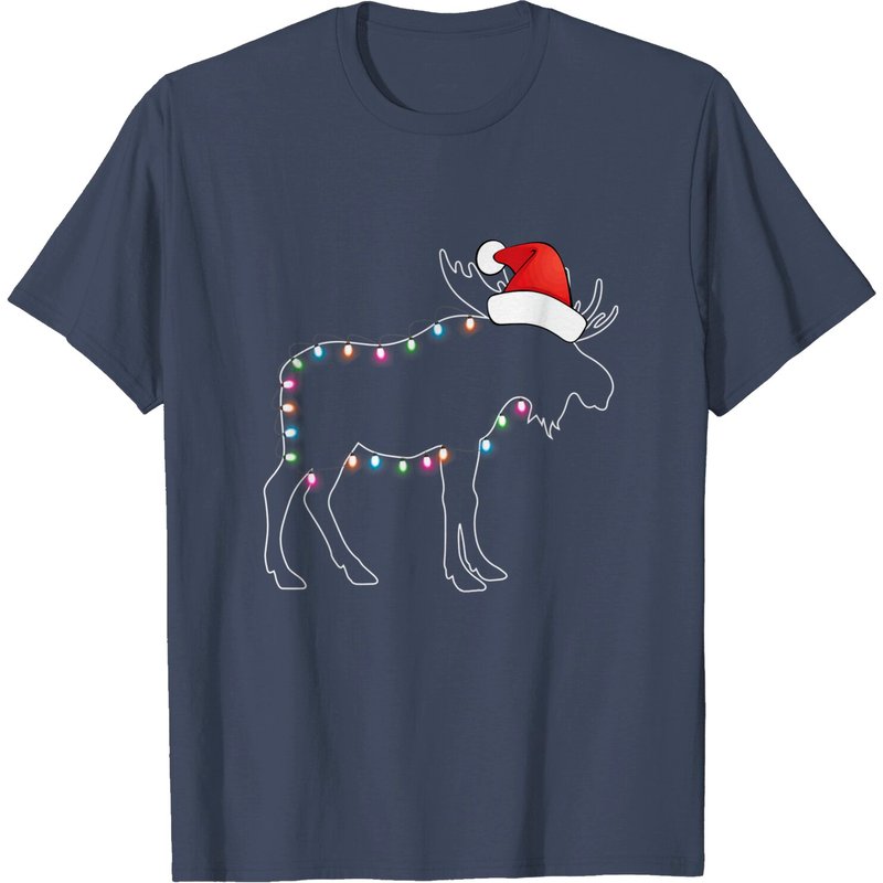 T-shirt lumineux de Noël Santa Moose pour hommes — T-shirts pour hommes