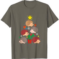 T-shirt de Noël Hérisson pour hommes en noir — T-shirts pour hommes