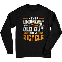 Never Underestimate An Old Guy On A Bicycle Long Sleeve T-Shirt — Mens T Shirts