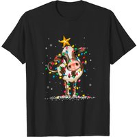Cow Reindeer Hat Santa Christmas Lights Men's T-Shirt