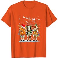Cow Reindeer Hat Santa Christmas Funny T-Shirt for Men