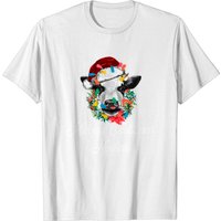 Mooey Christmas Heifers Santa Cow Christmas Lights T-Shirt