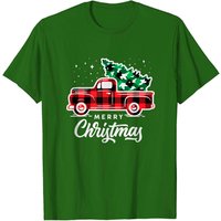 Vintage Style Farm Red Truck Christmas Tree T-Shirt for Men