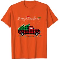 Vintage Style Farm Red Truck Christmas Tree T-shirt for Men