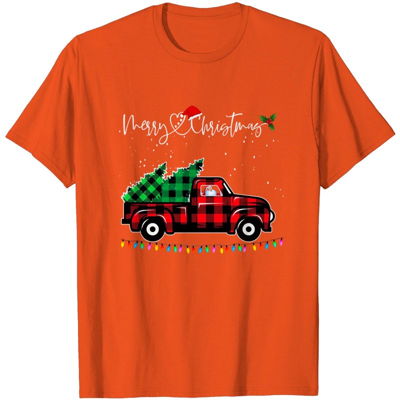 T-shirt pour hommes avec camion rouge vintage et arbre de Noël — T-shirts pour hommes