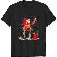 T-shirt de Noël avec un Père Noël sur une girafe pour hommes — T-shirts pour hommes