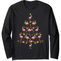 T-shirt à manches longues Flamingo Xmas avec Santa — T-shirts pour hommes