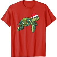 T-shirt de Noël Tortue de Mer avec Chapeau de Père Noël pour Hommes — T-shirts pour hommes