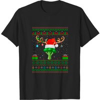 Xmas Lighting Santa Hat Ugly Broccoli Christmas T-Shirt for Men — Mens T Shirts