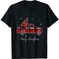 T-shirt Joyeux Noël Camion Buffalo Arbre Plaid Rouge pour Hommes — T-shirts pour hommes