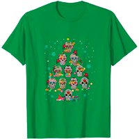 T-shirt pour hommes avec crâne, arbre de Noël et fleur mexicaine — T-shirts pour hommes