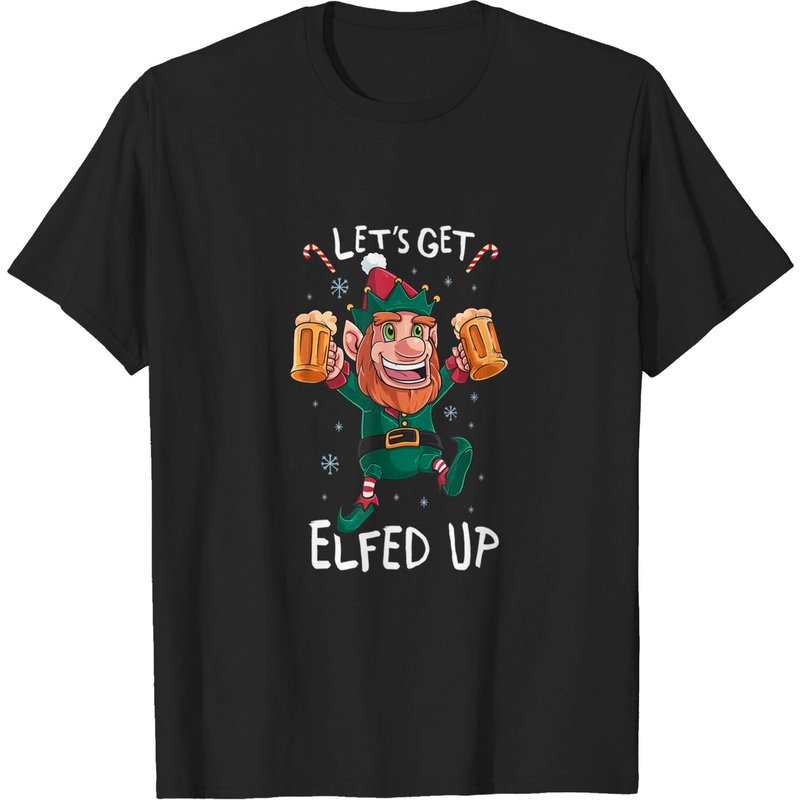T-shirt de Noël Let's Get Elfed Up Beer Elf pour hommes — T-shirts pour hommes