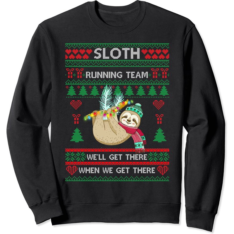 Sloth Running Team We'll Get There Sloth Sweatshirt de Noël — Sweats à capuche pour hommes