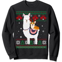 Sweatshirt Unisexe Corgi Montant Llama Noël — Sweats à capuche pour hommes