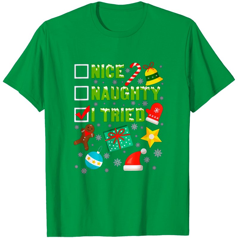 T-shirt pour hommes Noël Gentil Méchant J'ai essayé — T-shirts pour hommes