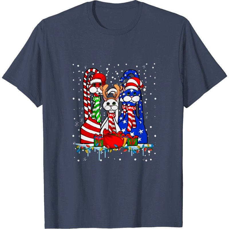 T-shirt Chat de Noël pour hommes en noir — T-shirts pour hommes
