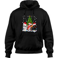 Hoodie de Noël avec chat pour unisexe en noir