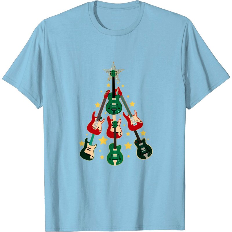 T-shirt pour hommes Arbre de Noël en guitare