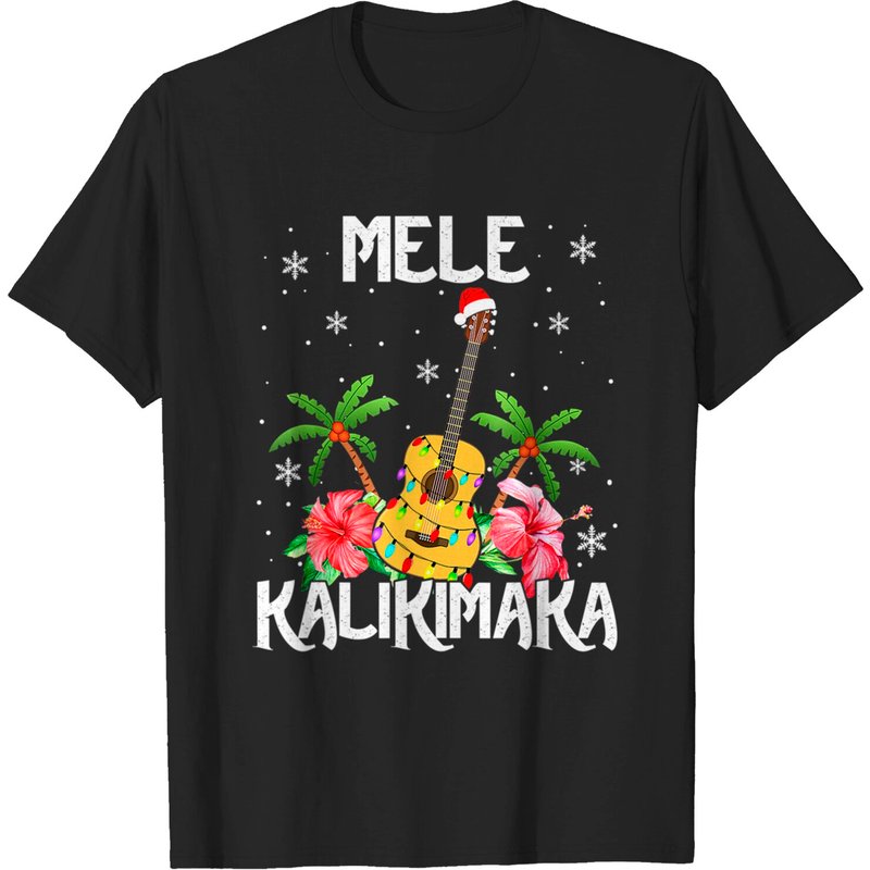 T-shirt Mele Kalikimaka Joyeux Noël avec lumières pour hommes