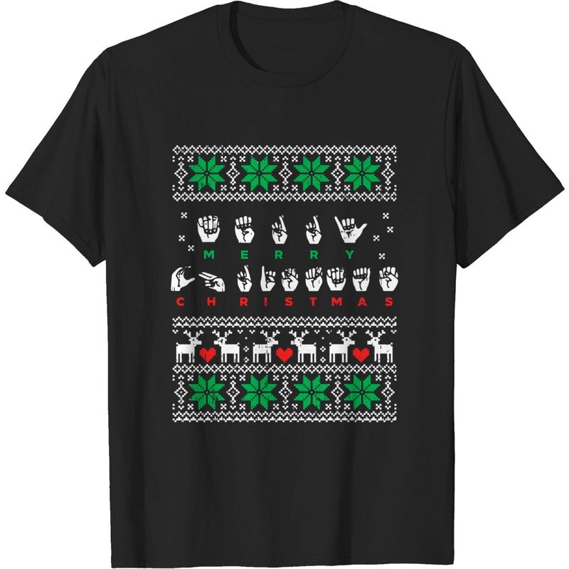 Sign Language Christmas Hand Sign T-Shirt for Men