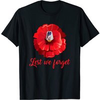 Veterans Day Lest We Forget Red Poppy Flower T-Shirt for Men