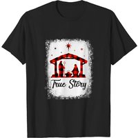 T-shirt à carreaux rouges de la Nativité de Noël - Histoire vraie de la naissance de Jésus