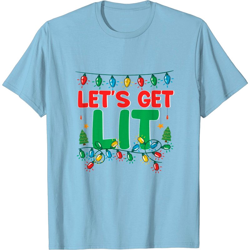 Men's Christmas Let's Get Lit Drinking T-Shirt — Mens T Shirts