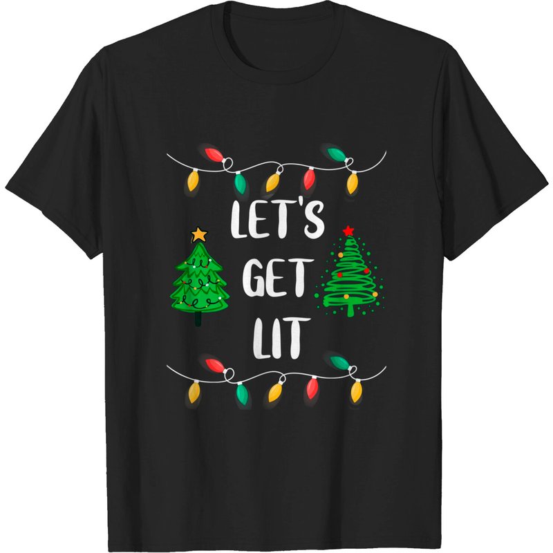 Funny Let's Get Lit Christmas Lights T-Shirt for Men — Mens T Shirts