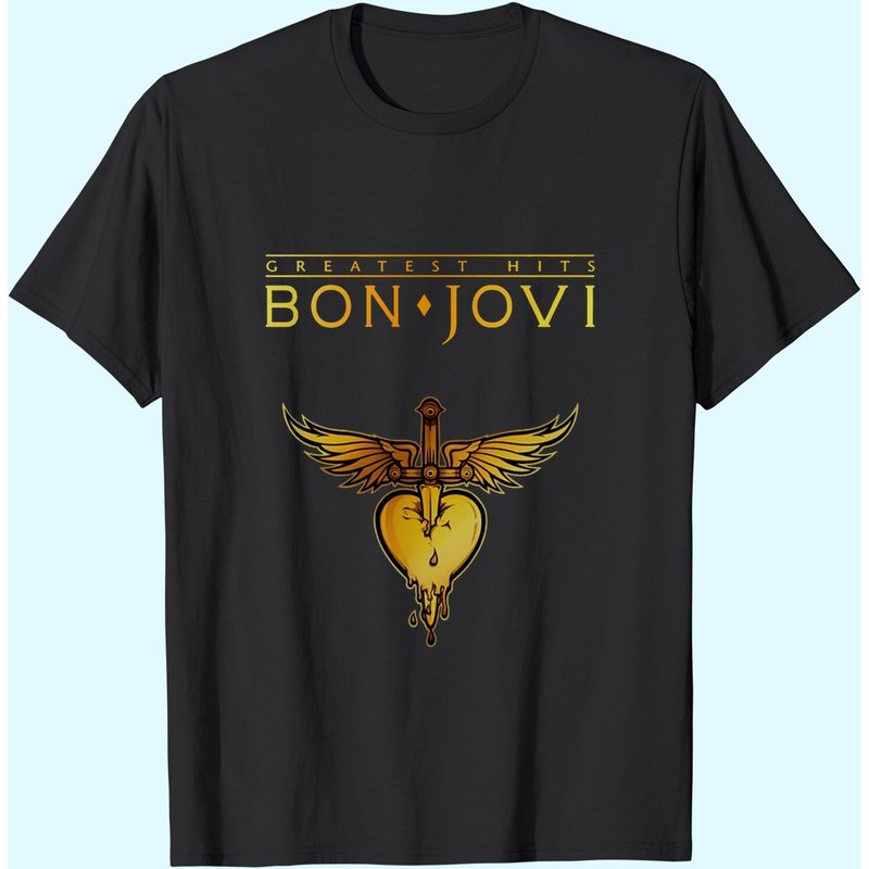 T-shirts noirs pour hommes Bon Jovi