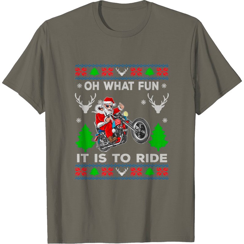 Oh What Fun It Is To Ride Motorcycle Santa T-Shirt de Noël