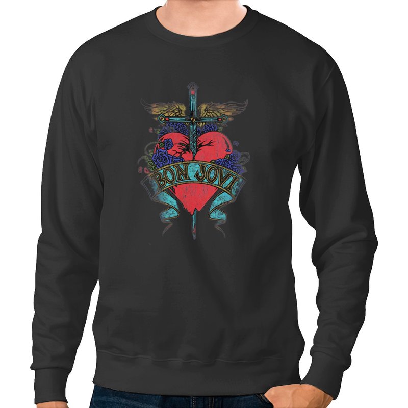 Sweatshirt Unisexe Noir Bon Jovi — Sweats à capuche pour hommes