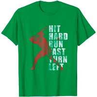 T-shirt de joueur de baseball Hit Hard Run Fast Turn Left pour homme — T-shirts pour hommes