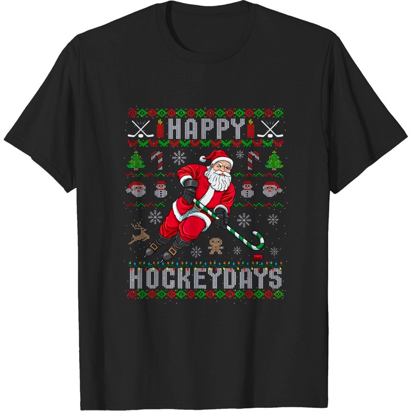 T-shirt de Noël Santa Claus Hockey pour hommes — T-shirts pour hommes