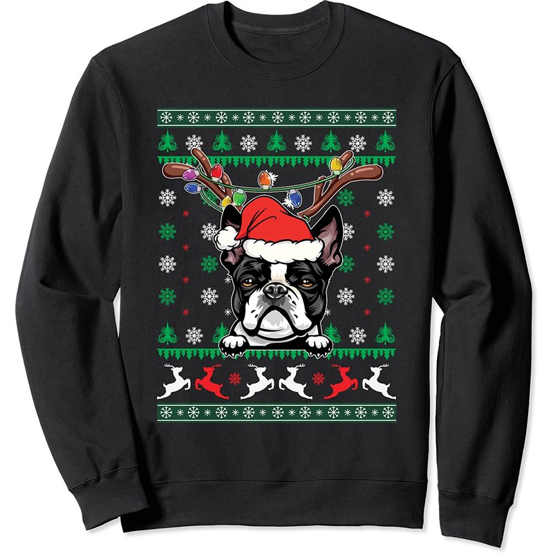 Sweatshirt de Noël Boston Terrier pour Unisexe — Sweats à capuche pour hommes