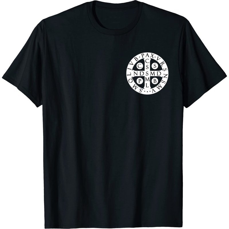 T-shirt de prière avec médaille de Saint Benoît pour hommes