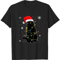 T-shirt Chat de Noël pour hommes en noir — T-shirts pour hommes