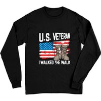 T-shirt à manches longues US Veteran I Walked The Walk Drapeau Américain — T-shirts pour hommes