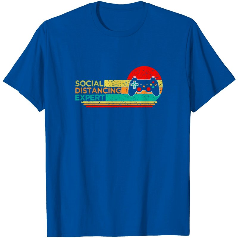 Social Distancing Expert Gaming Vintage Video Gamer T-Shirt — Mens T Shirts