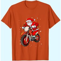 Dirt Bike Santa Claus Christmas Tree Lights T-Shirt for Men