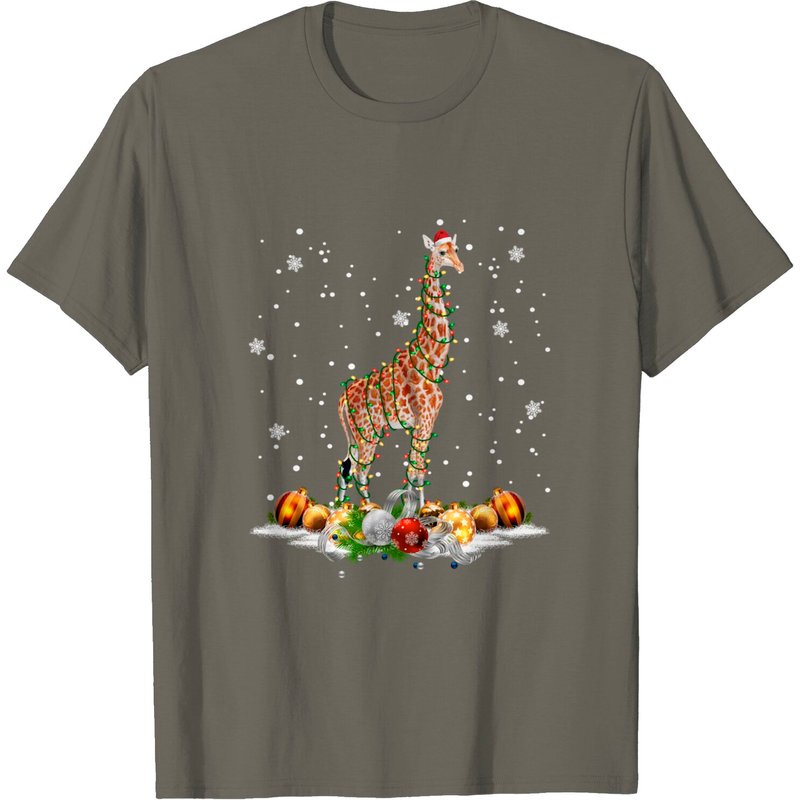 T-shirt de Noël Giraffe Tree pour hommes en noir — T-shirts pour hommes