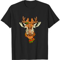 Giraffe Christmas T-Shirt for Men in Black