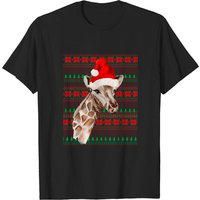 Giraffe Christmas T-Shirt for Men in Black
