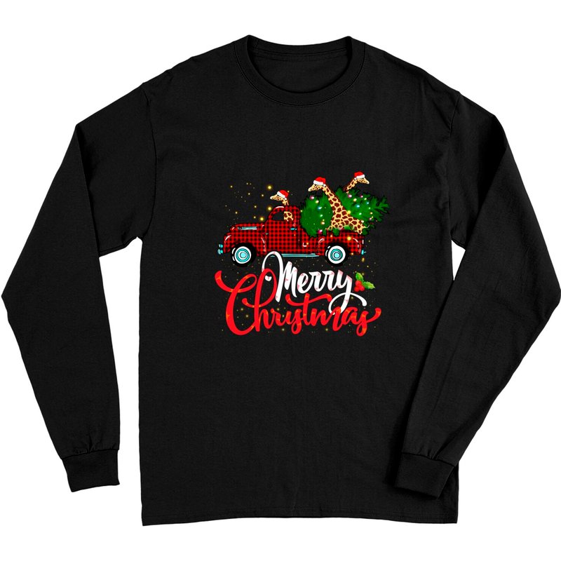 T-shirt à manches longues Giraffe Noël unisexe — T-shirts pour hommes