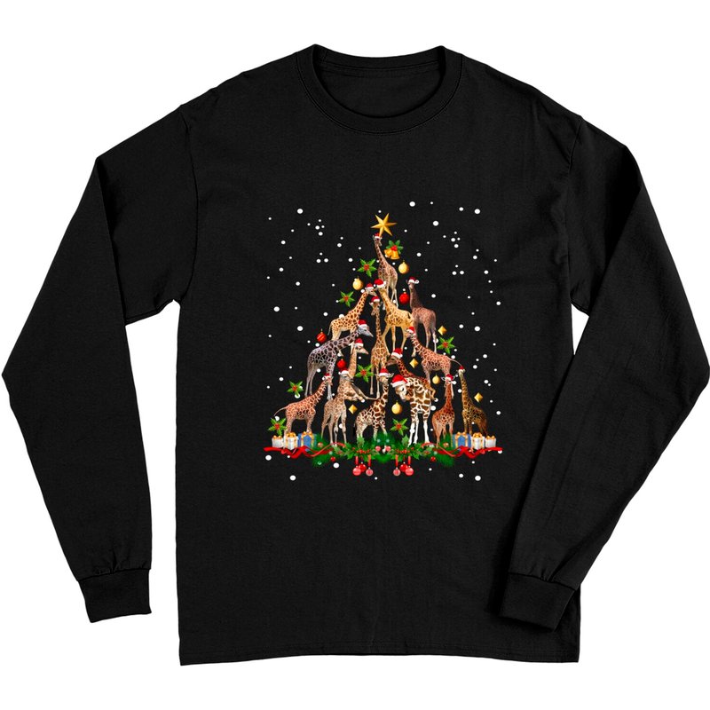 T-shirt à manches longues Noël Girafe Unisexe — T-shirts pour hommes