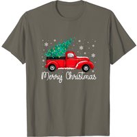 T-shirt Vintage Camion Rouge avec Arbre de Noël pour Hommes — T-shirts pour hommes