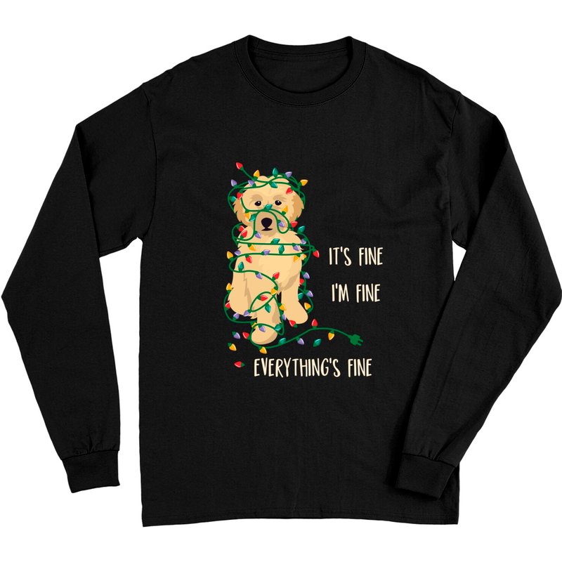 T-shirt à manches longues It's Fine I'm Fine avec lumières de Noël — T-shirts pour hommes