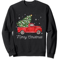Sweatshirt Vintage Camion Rouge avec Arbre de Noël