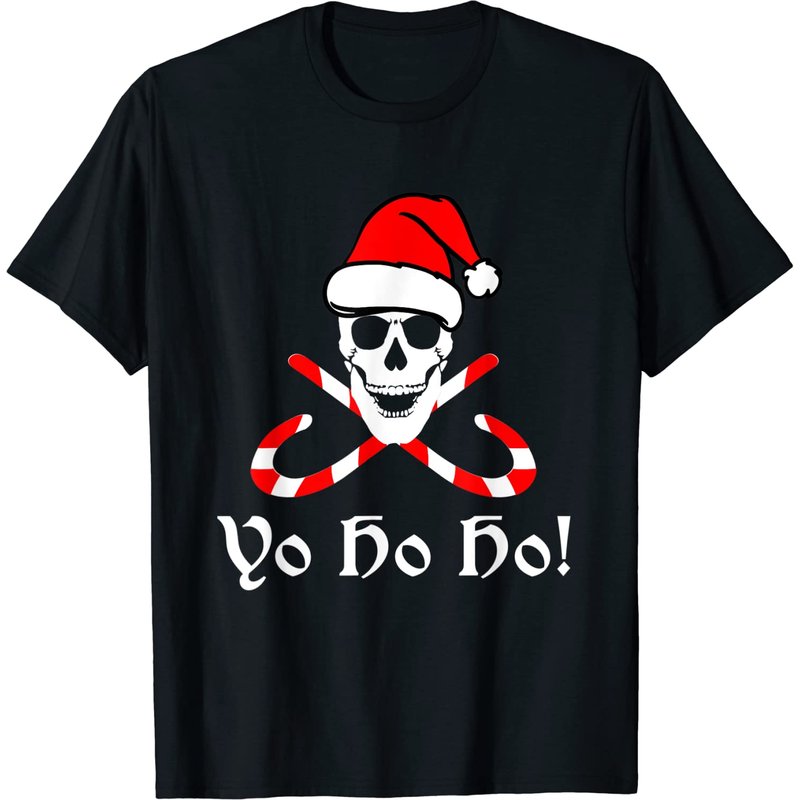 T-shirt de Noël Yo Ho Ho Pirate Santa Skull pour hommes — T-shirts pour hommes